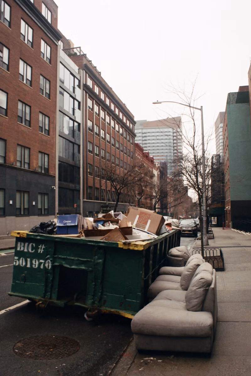 Commercial property cleanout with removed office furniture ready for hauling